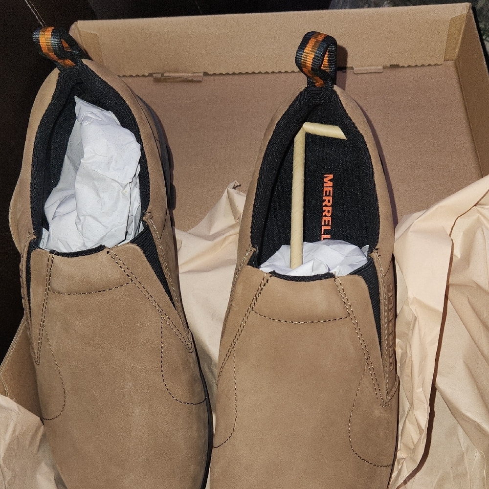Merrell Tan Suede Slip-On Loafers